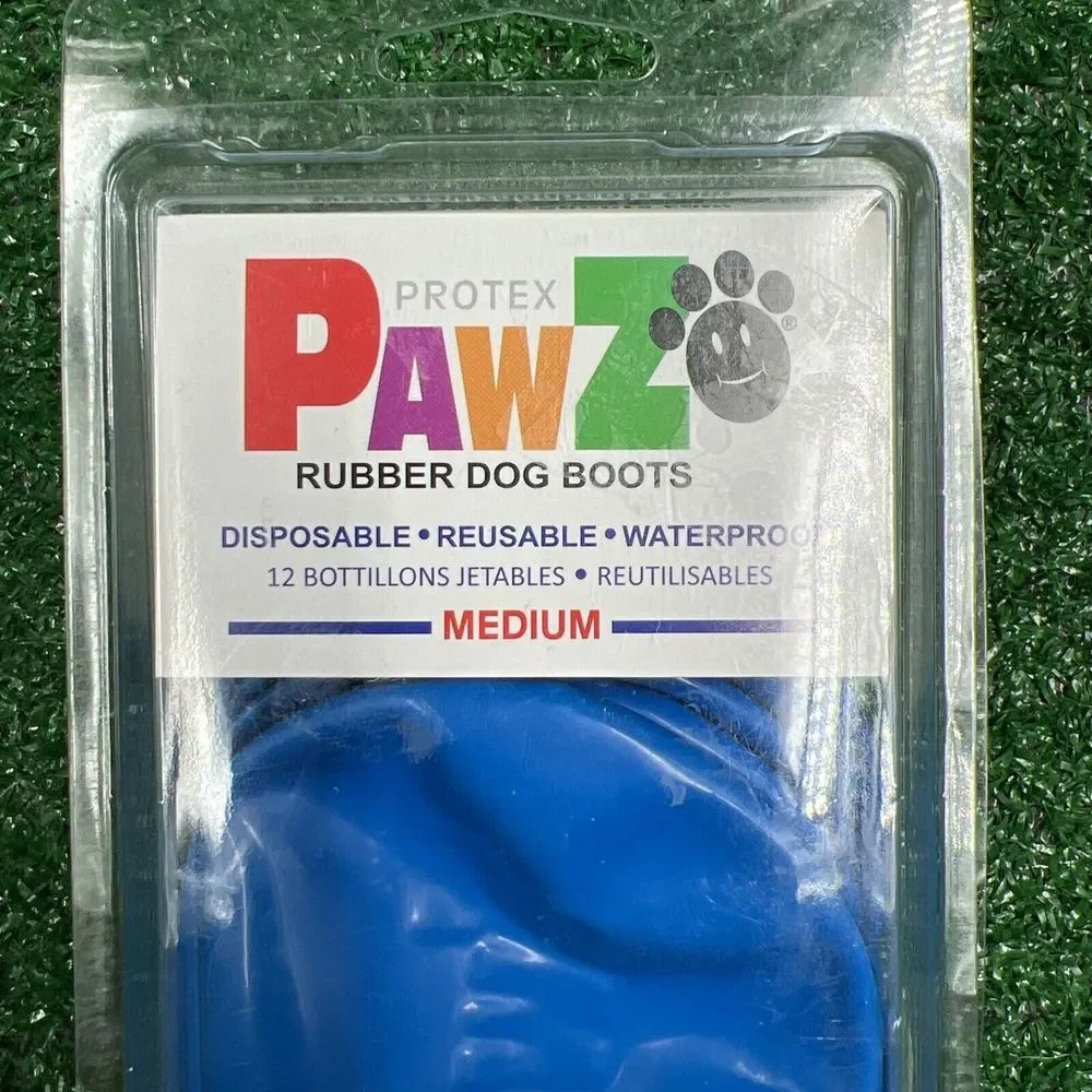 Protex Medium Blue Rubber Dog Boots‎ Reusable Waterproof New